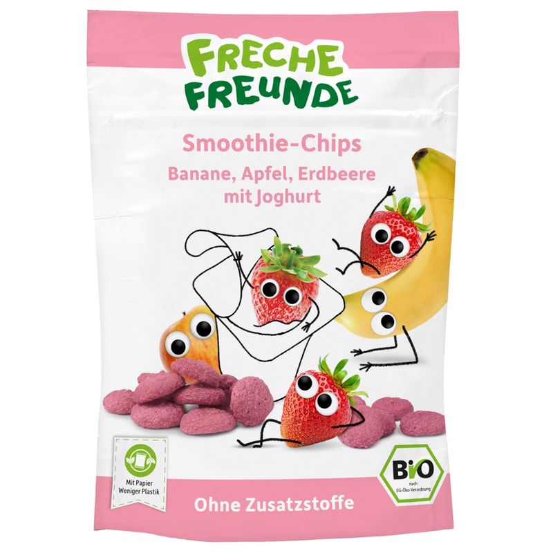 Freche Freunde Freche Freunde Bio Smoothie-Chips Banane, Apfel, Erdbeere mit Joghurt 16g - Produktbild