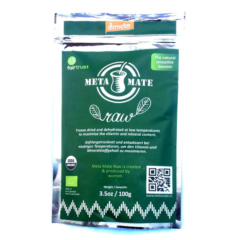 Meta Mate  Demeter Meta Mate Raw 100g - organic mate leaves dried at low temperatures - Produktbild