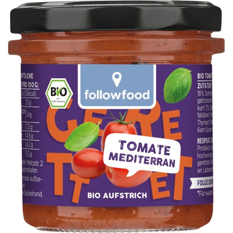 followfood Bio Aufstrich Tomate Mediterran vegan - Produktbild