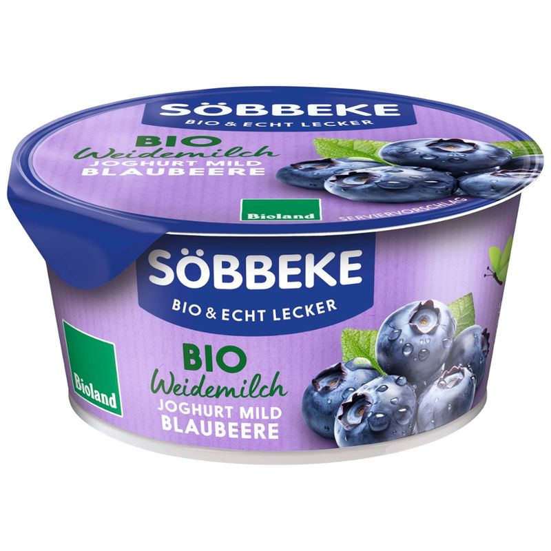 Söbbeke Bio Weidemilch Joghurt mild Blaubeere 3,8% Fett 150 g - Produktbild