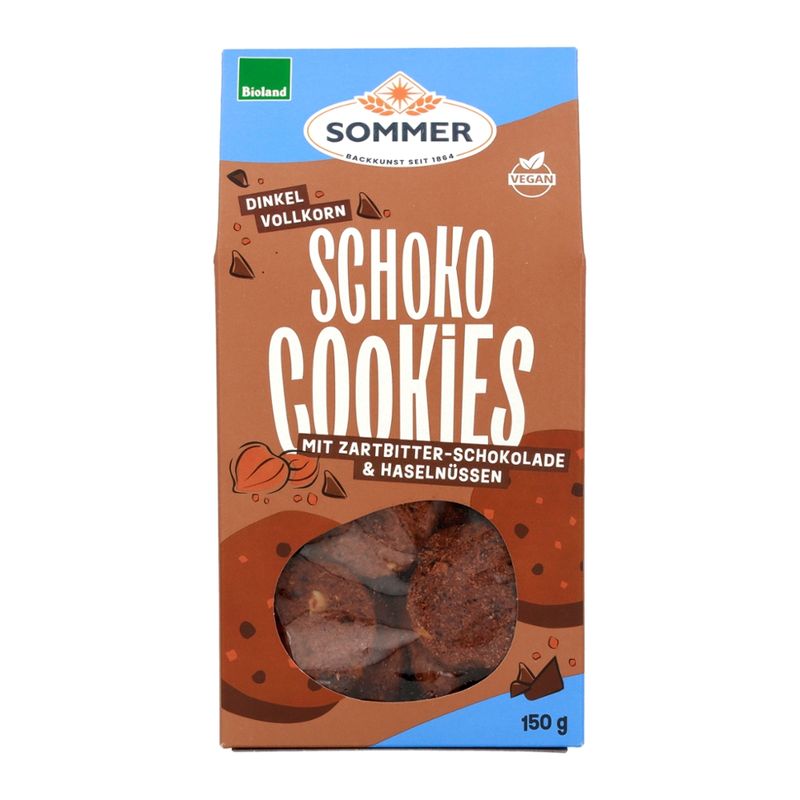 SOMMER BACKKUNST SEIT 1864 BIOLAND Dinkel Schoko Cookies mit Zartbitter - Produktbild