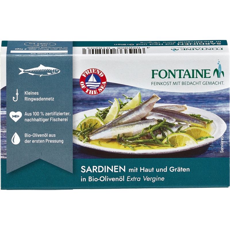 Fontaine Sardinen mit Haut und Gräten in Bio-Olivenöl - Produktbild