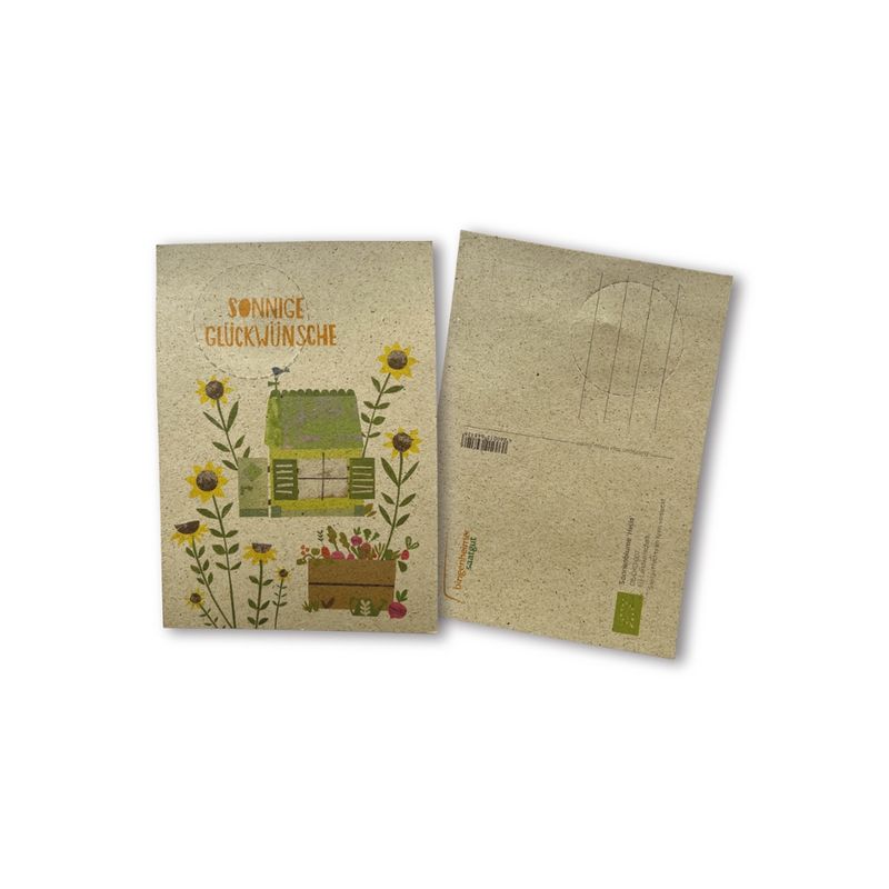 Bingenheimer Saatgut Grußkarte 'Sonnige Glückwünsche' (enthält Saatgut) - Produktbild