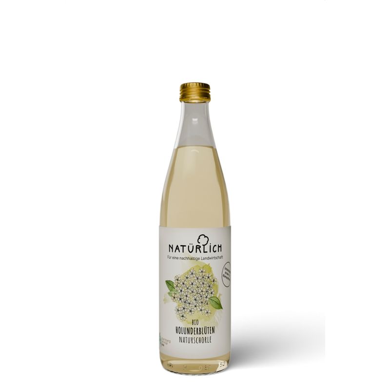 Natürlich Holunderblüten Schorle - Schorle aus Holunderblüten vom eigenen Anbau am Ammersee mit Traubendicksaft gesüßt - Produktbild