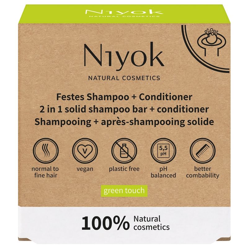Niyok Shampooing & revitalisant solide 2 en 1 Green Touch - Produktbild