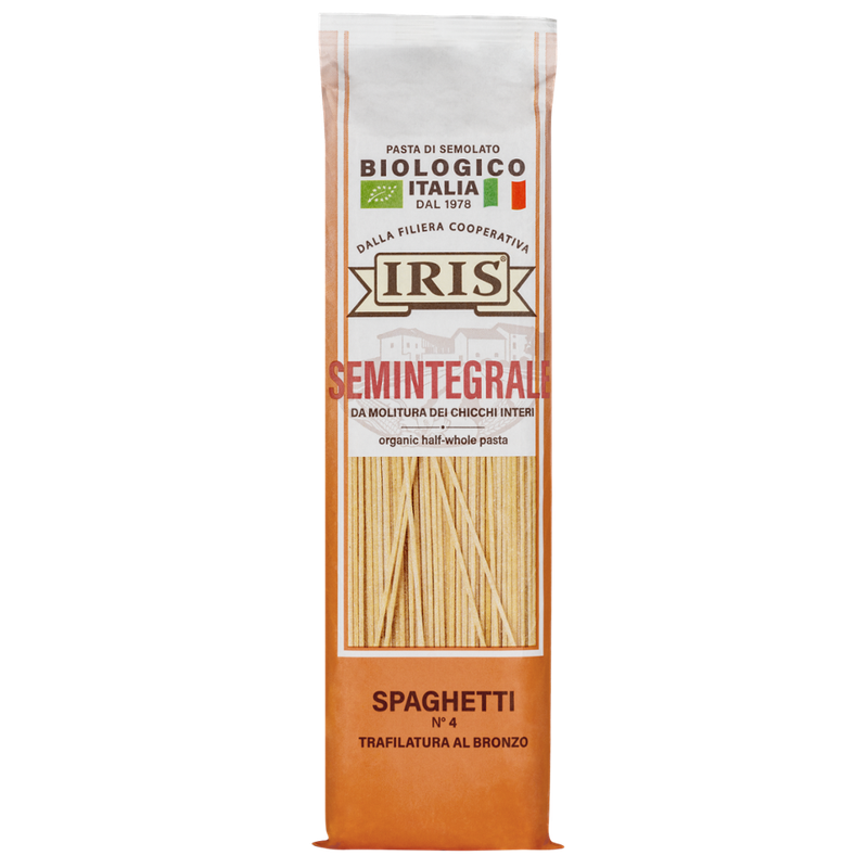 IRIS  Spaghetti Halbvollkorn aus Hartweizengrieß 500 g von IRIS 100% italienischen Landwirtschaftskette - Produktbild