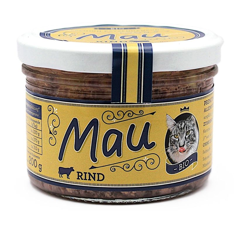 Wuff & Mau Heimtiernahrung  Mau Bio Rind Katzennahrung 200g - Produktbild
