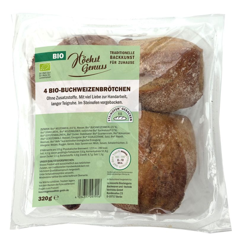 PurGenuss Bio Buchweizenbrötchen 320g, 4er Pack (MAP) - Produktbild