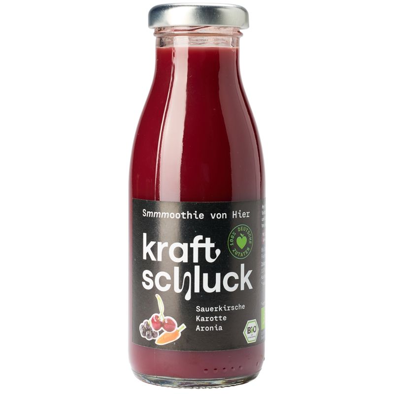kraftschluck kraftschluck, lila Smoothie, SAUERKIRSCHE, KAROTTE, ARONIA, bio, 0,25L - Produktbild