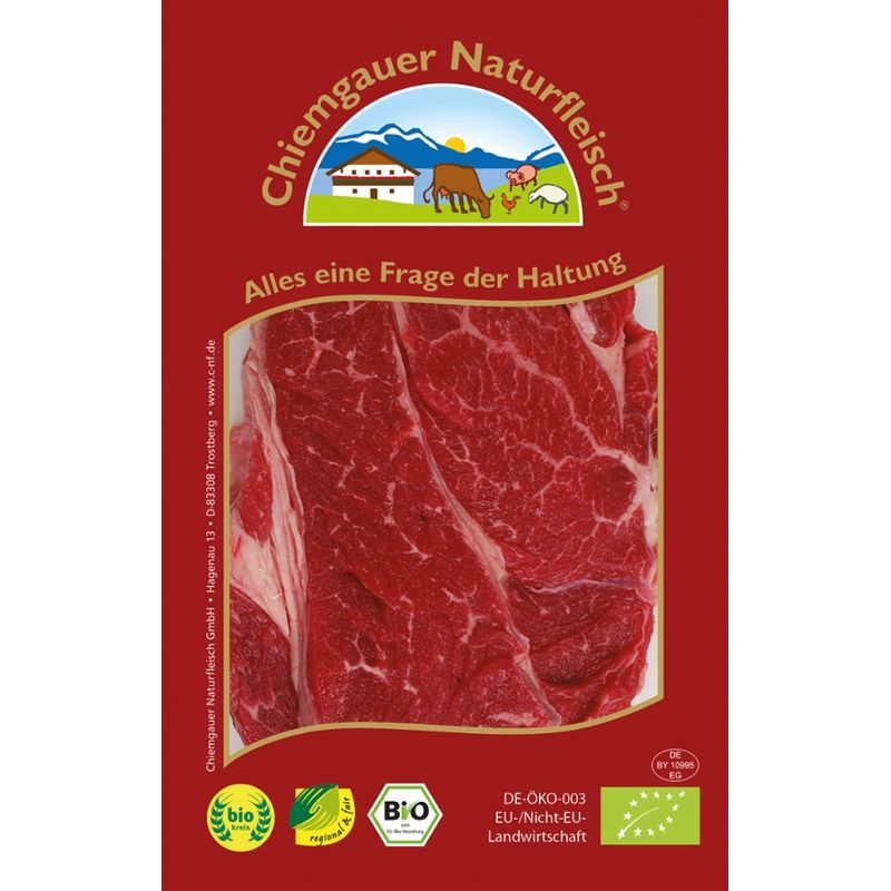 Chiemgauer Naturfleisch R-Ribeye-Steak o.K., 1 St. ca. 220 g, SB, kbA - Produktbild