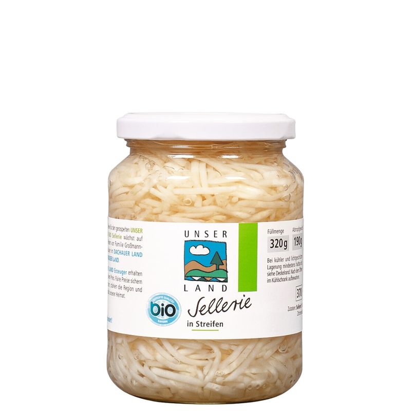 UNSER LAND UNSER LAND Bio Sellerie geraspelt, BayBio, 320g Glas - Produktbild