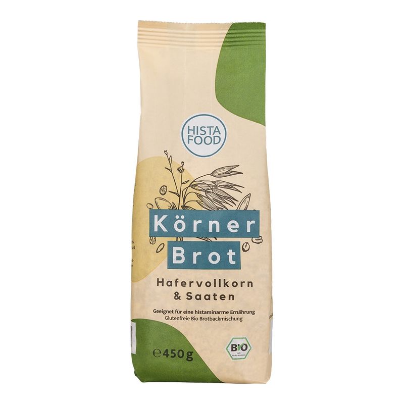 HistaFood Glutenfreie Bio KörnerBrot Backmischung mit Haferflocken und Saaten, geeignet für eine histaminarme Ernährung - Produktbild