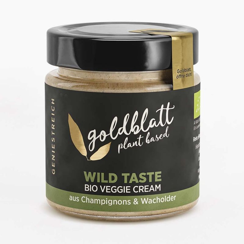 Goldblatt Vegane Bio-Creme mit Wild-Geschmack  aus Champignons & Wacholder. - Produktbild