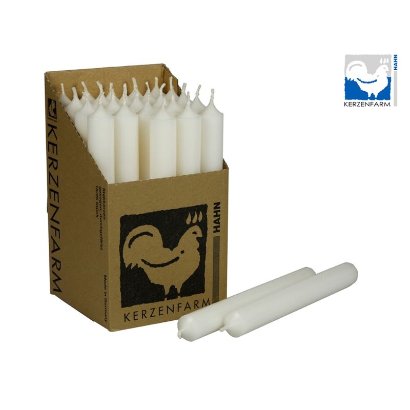 Kerzenfarm Hahn Paraffin Stabkerze, weiß, 22x180mm - Produktbild