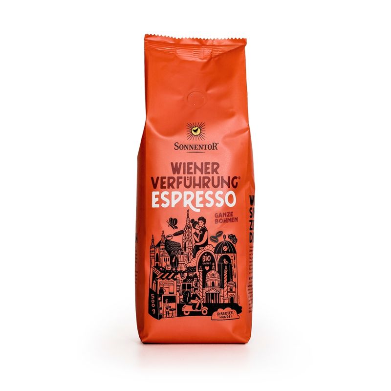 Sonnentor Espresso Kaffee ganze Bohne Wiener Verführung®, Packung - Produktbild