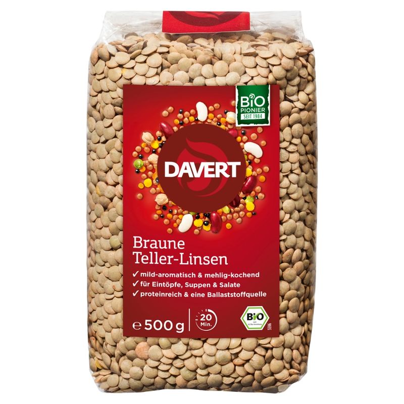 Davert Braune Teller-Linsen 500g - Produktbild