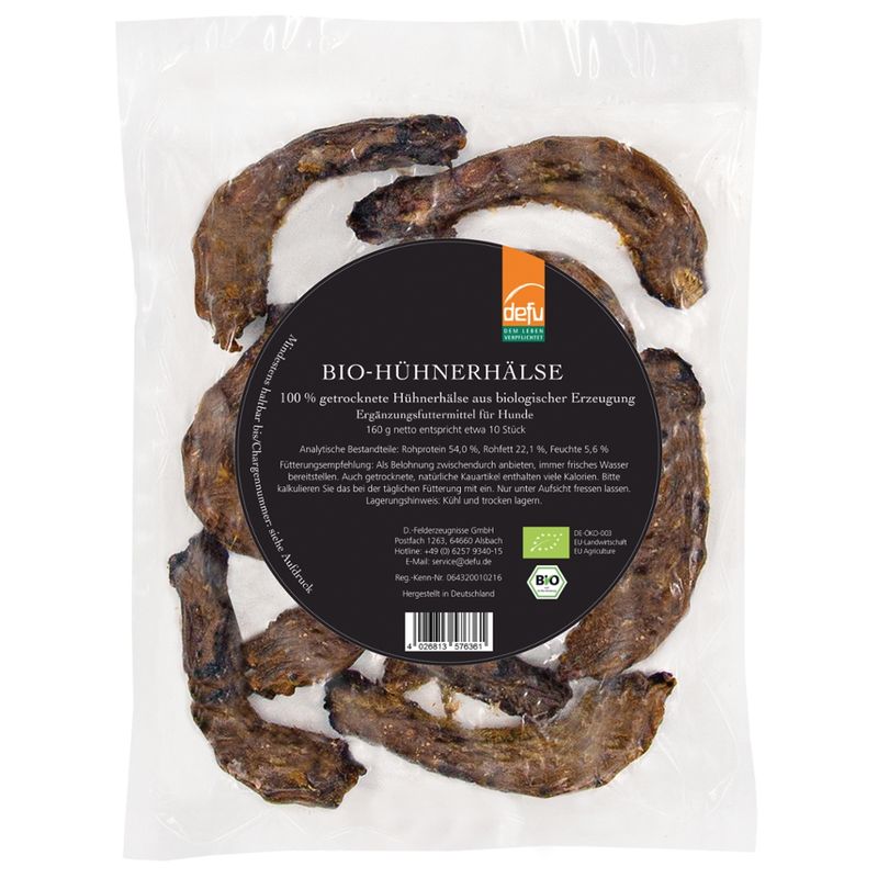 defu - Das Tierfutter vom Bio-Bauern Bio-Hühnerhälse getrocknet - Produktbild