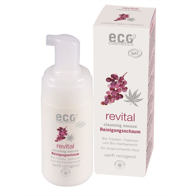 eco cosmetics revital Reinigungsschaum mit BioTraubenkernextrakt, Hyaluron und Bio Hanfsamenöl - Produktbild