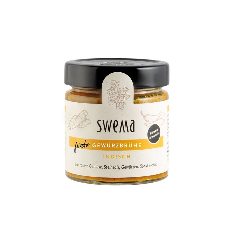 SweMa Frische Gemüsebrühe indisch, 210g für 6 Liter, rohes Gemüse, Steinsalz, Gewürze. Sonst nichts! - Produktbild
