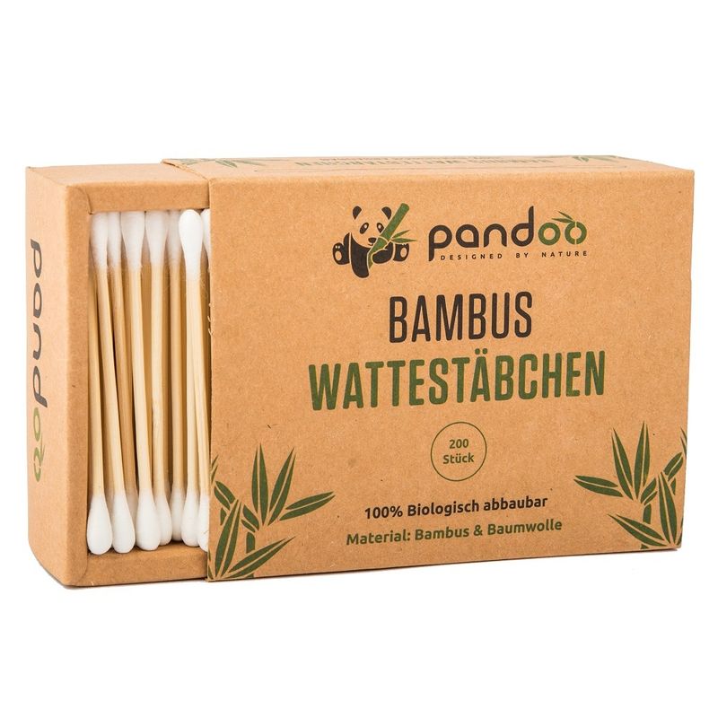 pandoo pandoo Bambus Wattestäbchen - Die natürliche und umweltfreundliche Alternative zu herkömmlichen Wattestäbchen aus Plastik oder Holz. Unsere pandoo Wattestäbchen sind hochwertig verarbeitet und ideal für den täglichen Gebrauch - Produktbild