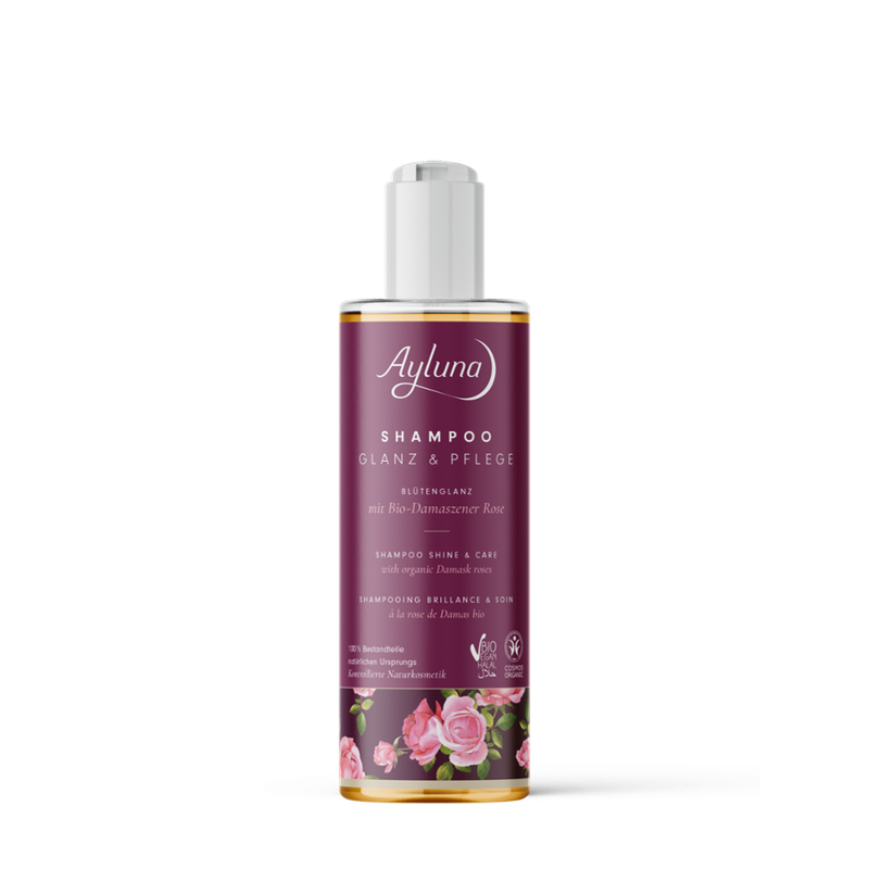 Ayluna Shampoo Glanz & Pflege Blütenglanz mit Bio-Damaszener Rose - Produktbild