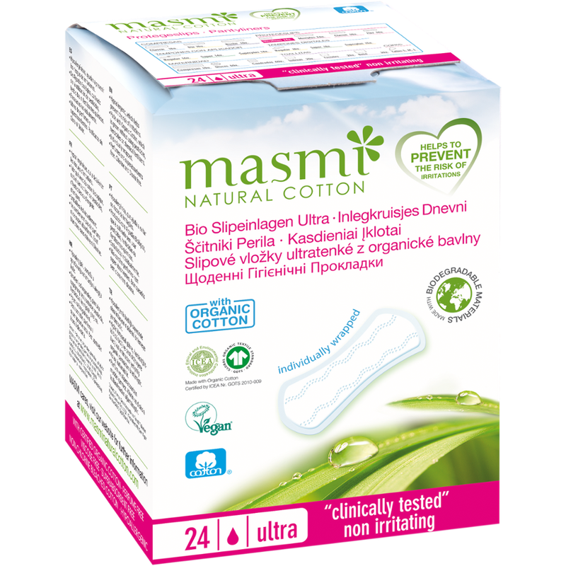 MASMI ORGANIC CARE Bio Slipeinlagen Ultra aus 100% GOTS Bio Baumwolle MASMI - Einzeln verpackt - Produktbild