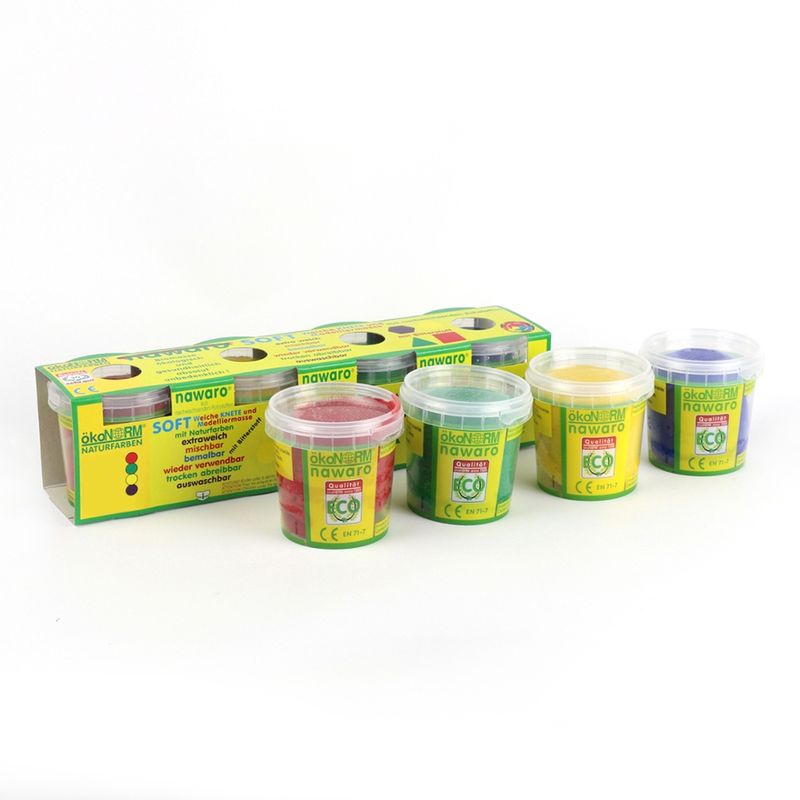ökoNORM SOFT-Knete nawaro, 4er Set A - rot, gelb, grün, blau - Produktbild