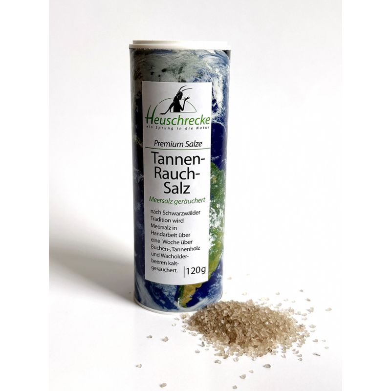 Heuschrecke Tannen-Rauchsalz, Meersalz geräuchert, nach Schwarzwälder Tradition, Dose - Produktbild