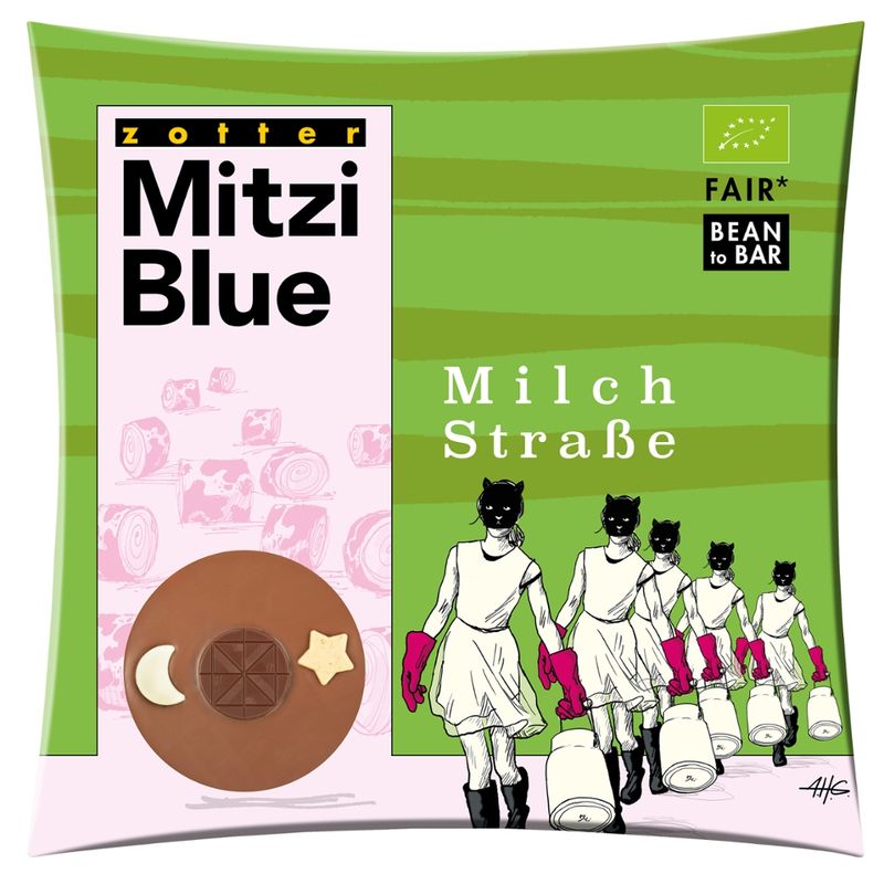 Zotter Schokolade Milchstraße • Milchschoko 40% + 50% + Kokosmond + Karamellstern - Produktbild