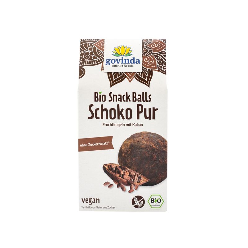 Govinda Govinda Bio Snack Balls Schoko Pur Fruchtkugeln mit Kakao 100 g - Produktbild