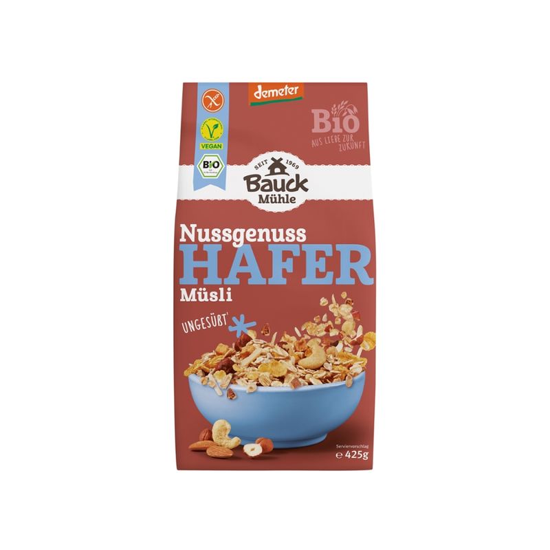 Bauck Mühle Hafer Müsli Nussgenuss Demeter glutenfrei - Produktbild