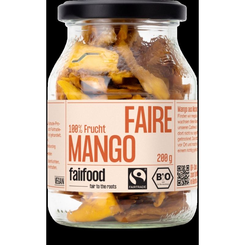 fairfood Freiburg Faire Mango getrocknet (200g, Pfandglas groß, Bio & Fairtrade) - Produktbild