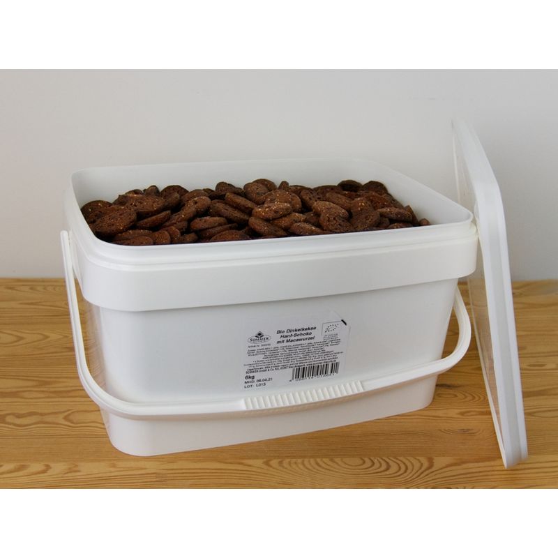 Sommer Bio Dinkelkekse Hanf-Schoko mit Macawurzel unverpackt im Eimer - Produktbild