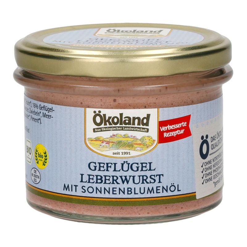 ÖKOLAND Geflügel-Leberwurst mit Sonnenblumenöl in Gourmet-Qualität - Produktbild
