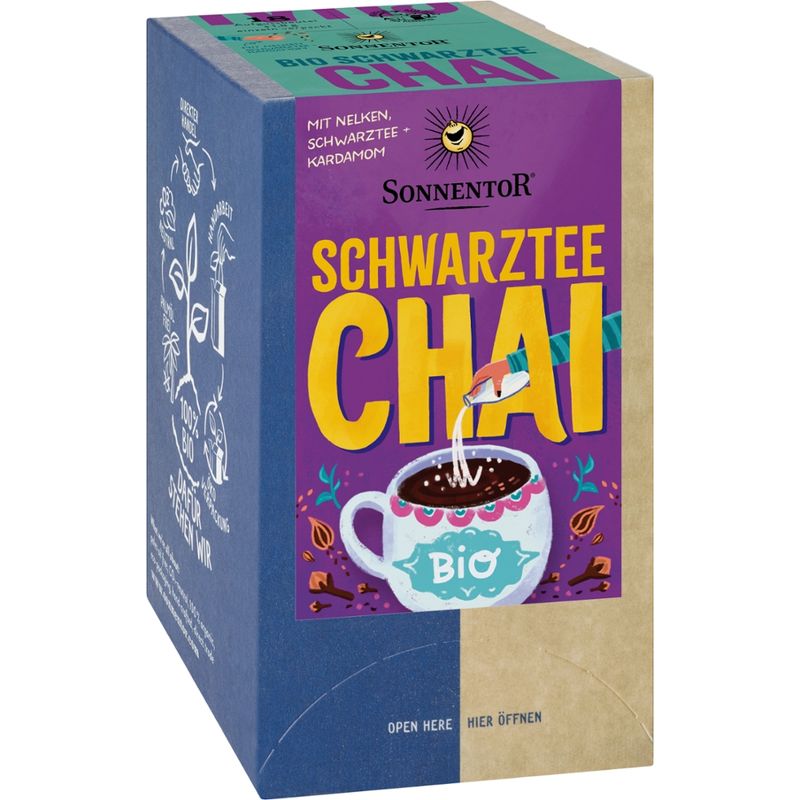 Sonnentor Schwarztee Chai, Doppelkammerbeutel - Produktbild