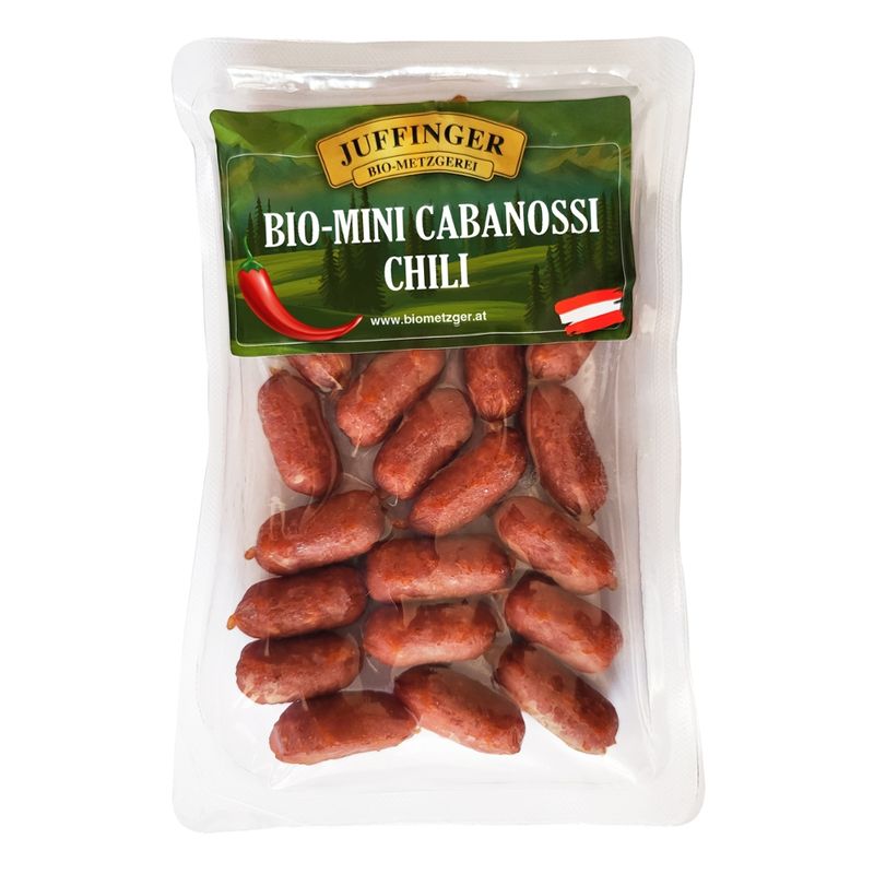 Juffinger Bio-Metzgerei BIO-Mini Cabanossi Chili e140g atmo - Produktbild