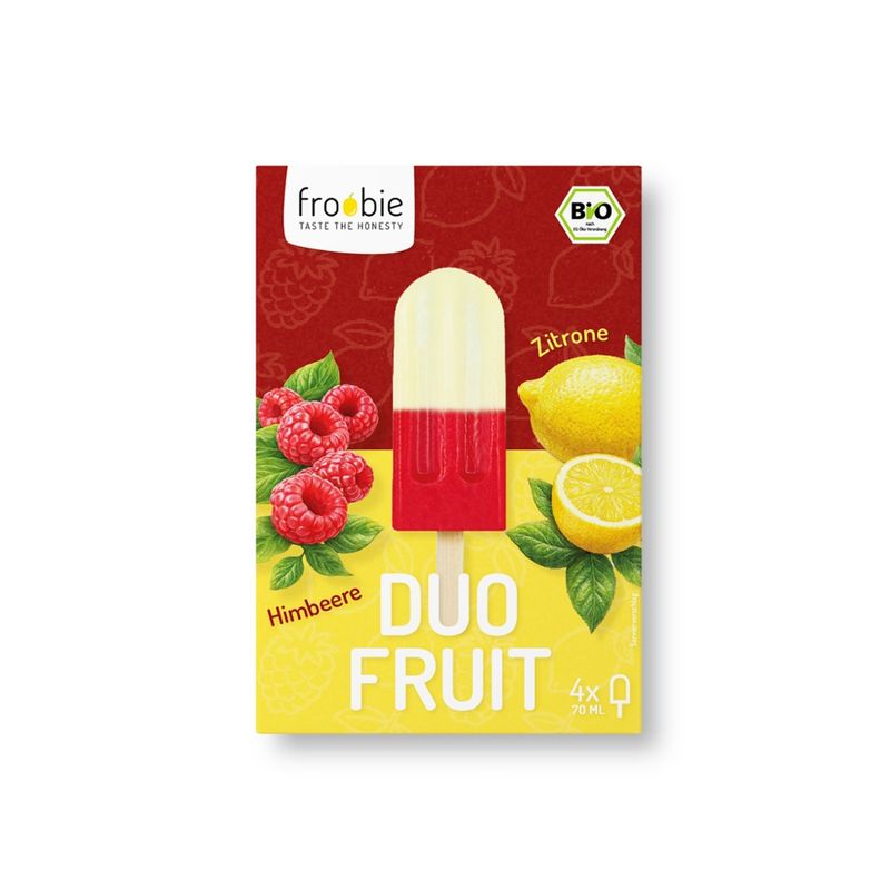 froobie froobie - Bio Stieleis DUO FRUIT Zitrone Himbeere 4x70ml - Produktbild