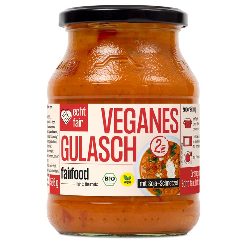 fairfood Freiburg 500g, Veganes Gulasch mit Soja & Cashew, BIO - Produktbild