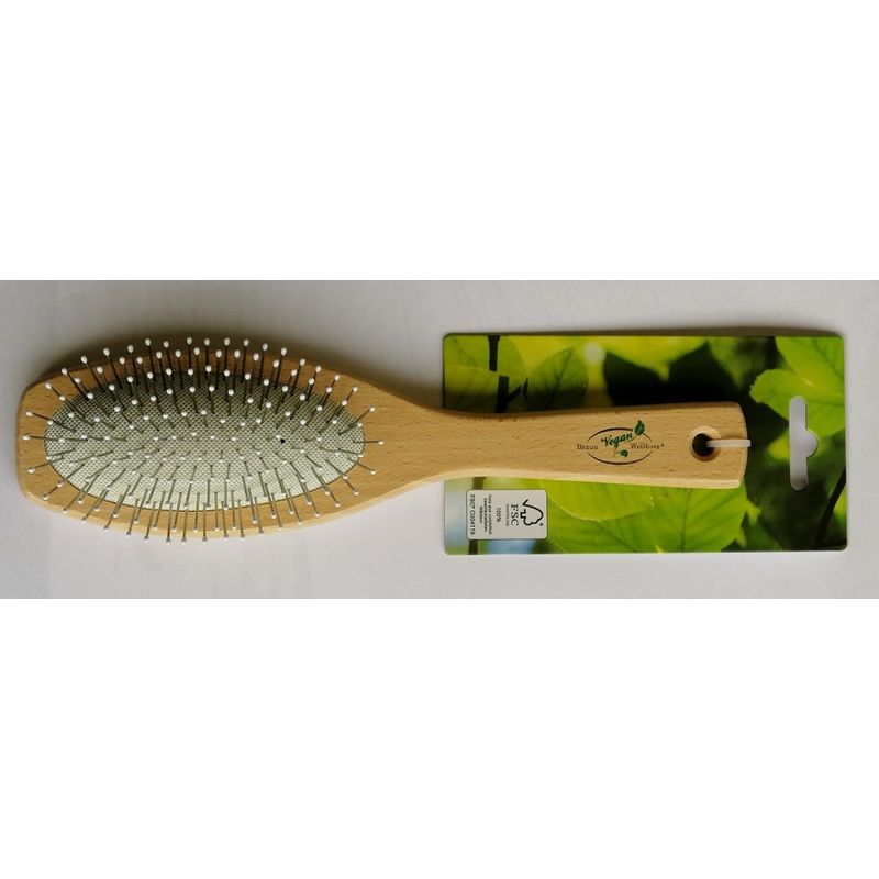 Braun & Wettberg Feinbürstenmanufaktur HAARBÜRSTE, GROSS OVAL, DRAHTSTIFTE MIT NOPPEN - Produktbild