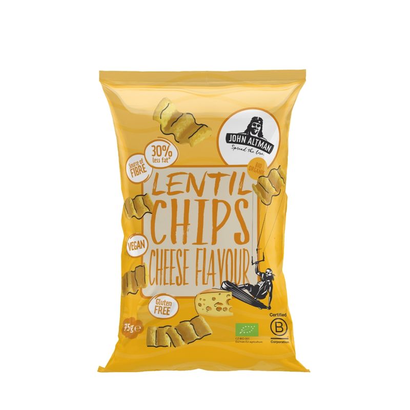 John Altman John Altman Organic Lentil Chips Vegen Cheese 75g - Produktbild