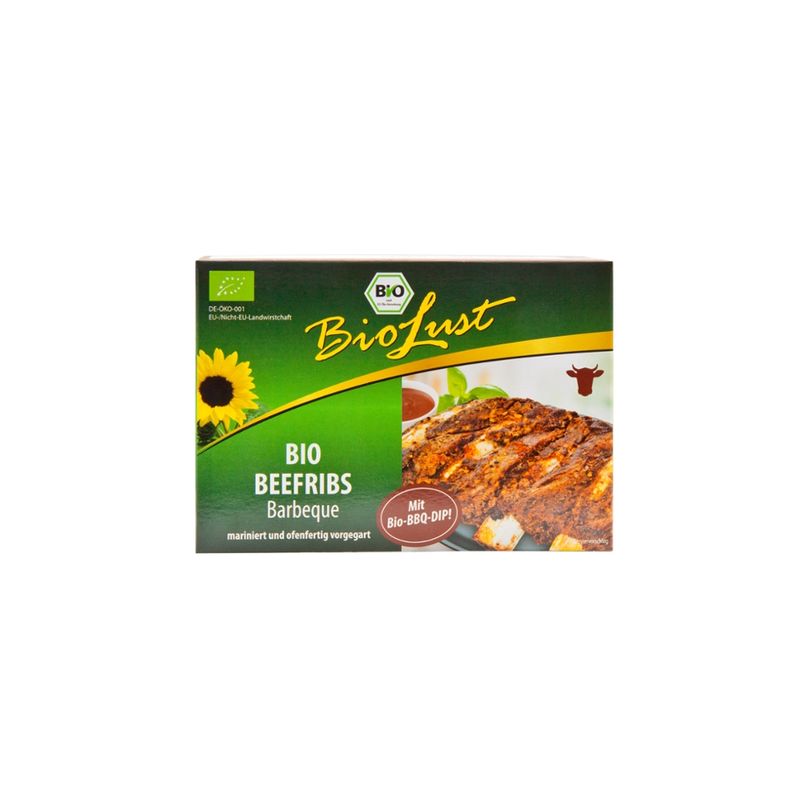 Biolust BIO Beef Ribs gegart und mariniert, mit BBQ-Dip - Produktbild