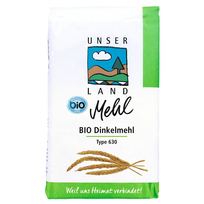 UNSER LAND UNSER LAND Bio Dinkel-Feinmehl Type 630, BayBio, 1kg Tüte - Produktbild