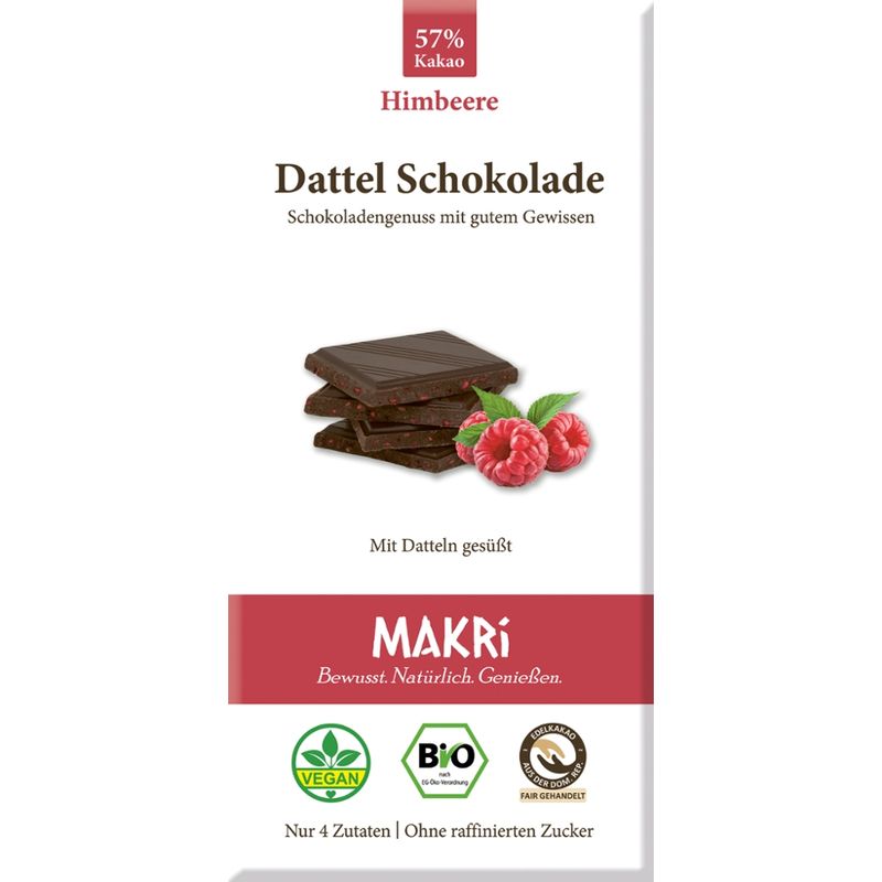 Makri Bio Dattel Schokolade - Himbeere 57% - Produktbild