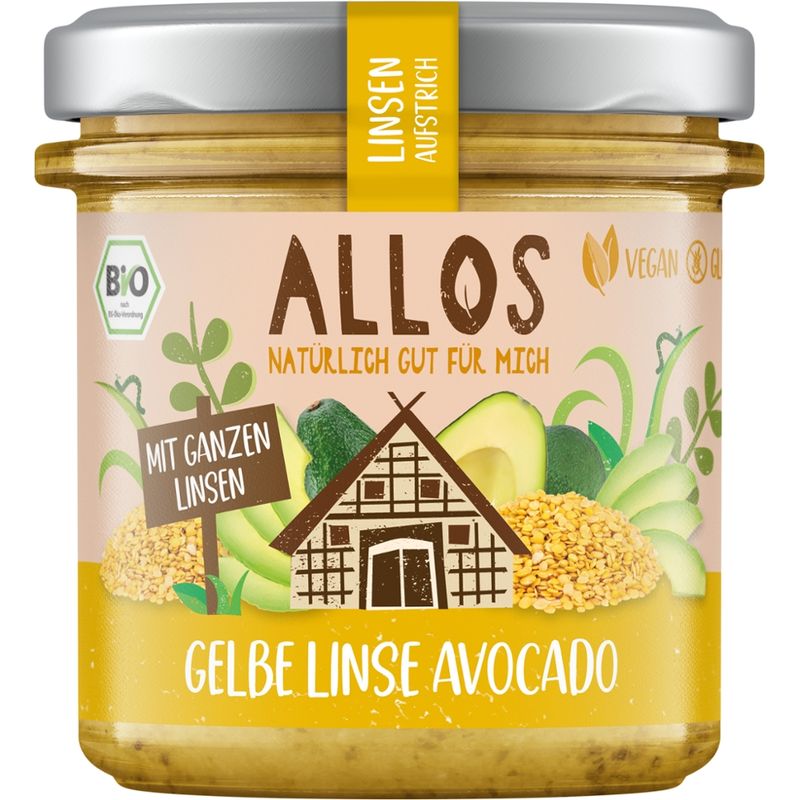 Allos Linsen Aufstrich Gelbe Linse Avocado - Produktbild