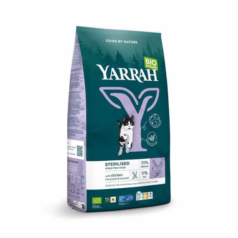 Yarrah Organic Petfood Yarrah Bio Katze Trockenfutter weizenfrei für sterilisierte Katze Huhn & Fisch - Produktbild