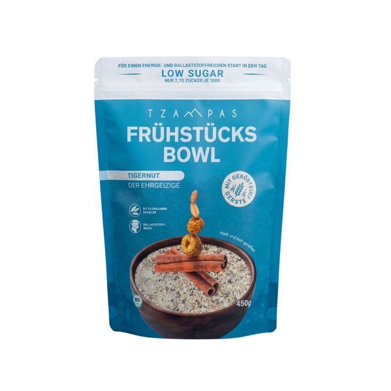 TZAMPAS TZAMPAS Clean Eating Bowl Tigernut - Der Ehrgeizige, 450g - Mit gerösteter Gerste, Flohsamenschalen und Erdmandelmehl - Produktbild
