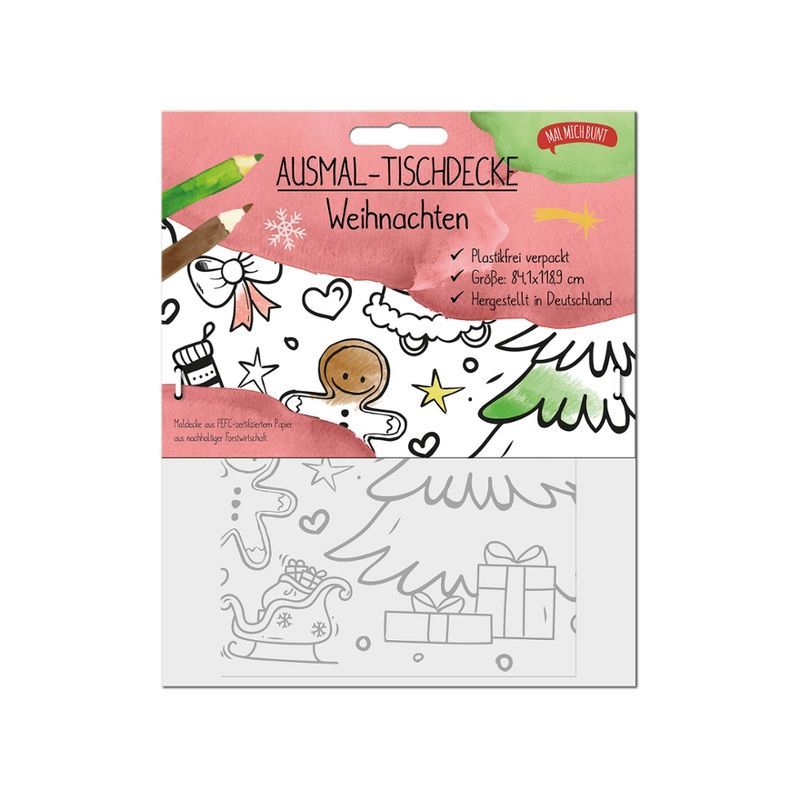 Malmichbunt Ausmal-Tischdecke aus Papier Motive Weihnachten - Produktbild