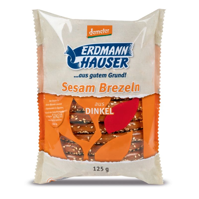 ErdmannHAUSER Getreideprodukte ErdmannHAUSER demeter Sesam Brezel aus Dinkel - Produktbild