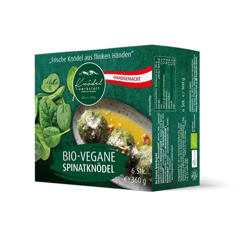 Knödelwerkstatt Knödelwerkstatt Bio-Vegane Spinatknödel 360g - Produktbild