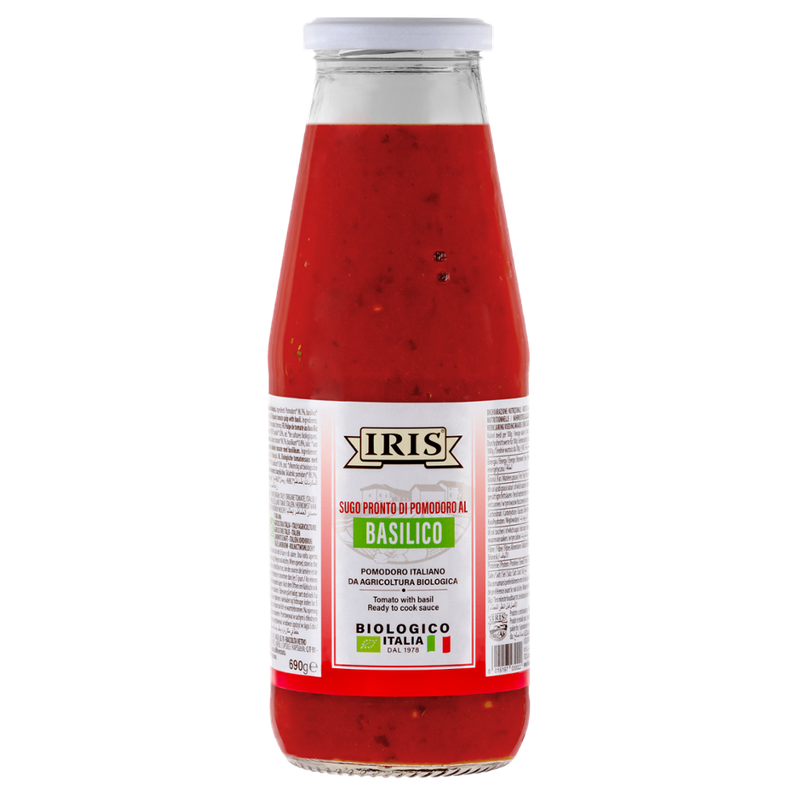 IRIS  Fertigsoße, Tomaten mit ganze Basilikumblaetter im Glas 690 g - Produktbild